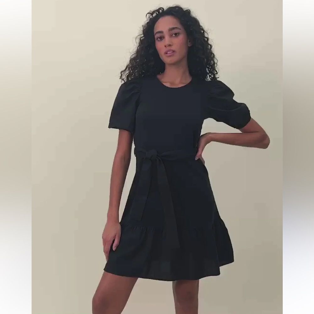 Nation LTD Evangeline Revolve Mini Black Puff Sleeve Dress Size Small
